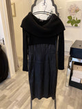 Pre Loved Jitrois Black Leather & Wool Mix Dress Fr38 uk10