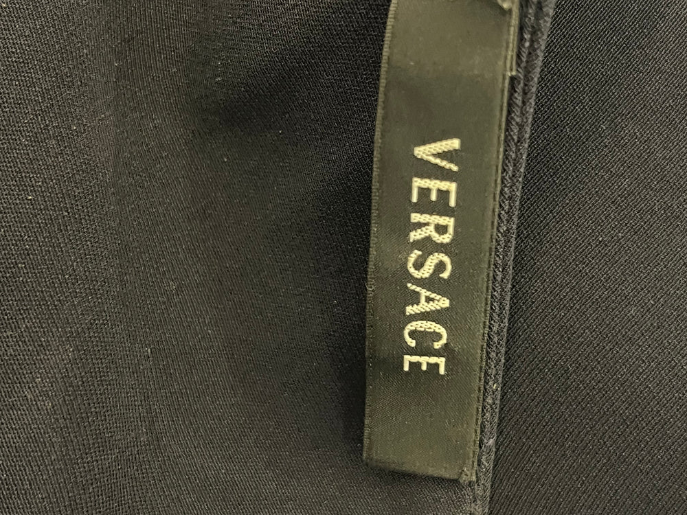 Pre Loved Gianni Versace Navy Silk Maxi Dress with Cut-Outs size 38 UK 6 (Excellent)