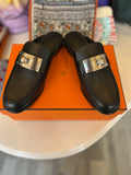 Pre Loved Hermes Black  Lota Mules - UK 5.5