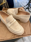 Gianvito Rossi Stone Suede Loafers