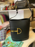 Pre Loved Gucci Horsebit Bucket Bag in Black Leather