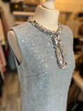 Pre Loved Self Portrait Blue Boucle & Sequin Mini Dress UK 10