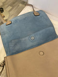 Pre Loved Prada Glace Calf Etiquette Flap Messenger in Pomice Grey (excellent)