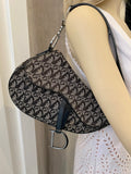 Pre Loved Christian Dior Black Oblique Saddle Bag - Vintage