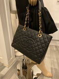 Pre Loved Chanel GST Grand Shopper Tote in Black Caviar Leather