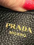 Prada Monochrome Bag in Black Pebbled Leather