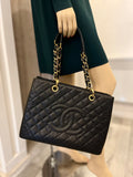 Pre Loved Chanel GST Grand Shopper Tote in Black Cavier Leather - Excellent