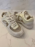 Pre Loved Chanel Off White Patent Leather Trainers UK3.5