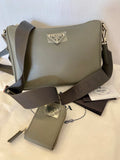 Pre Loved Prada Grey (marmo) Saffiano Leather Messenger /Shoulder Bag (new)