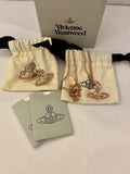 Pre Loved Vivienne Westwood Rose Gold Tone & Diamante Orb Necklace and earrings (excellent)