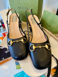 Pre Loved Gucci Horsebit Leather Slingback Pumps in Black UK5 (excellent)