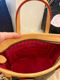 Pre Loved Louis Vuitton Neverfull BB with coin purse and wide pink textile strap (excellent)