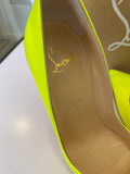 Pre Loved Christian Louboutin So Kate 120  Fluo Yellow Patent Heels UK4