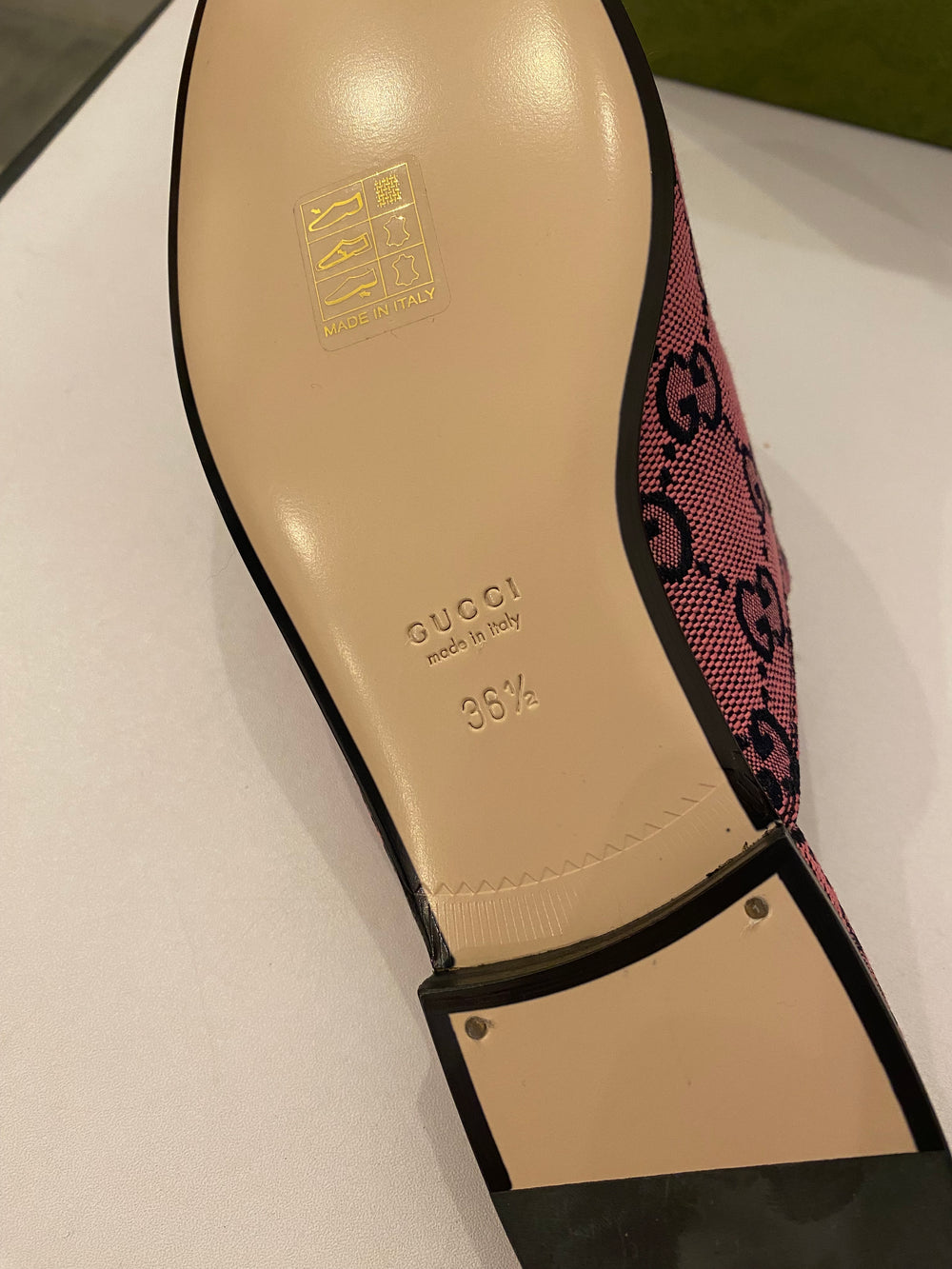 Pre Loved Gucci Princetown Pink Canvas GG Mules UK3 (new)