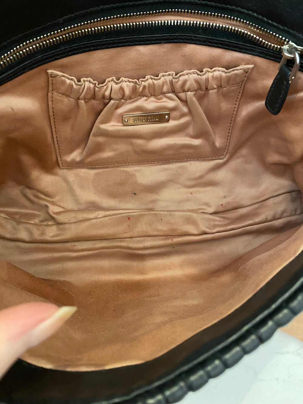 Pre Loved Miu Miu Black Matalasse Leather Crystal Cloque Flap Shoulder Bag