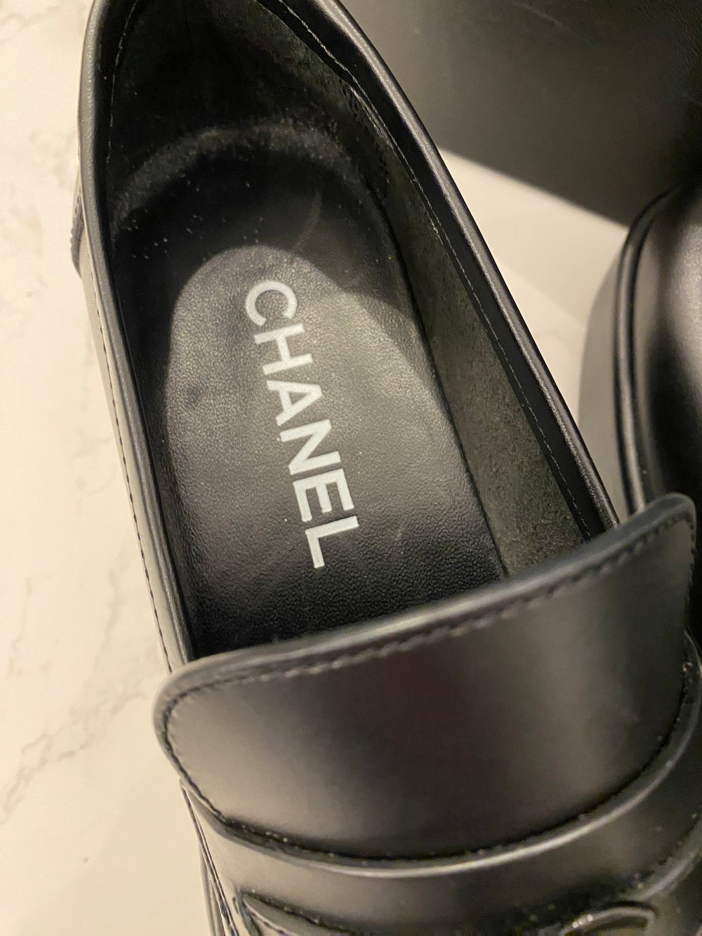 Pre Loved Chanel Black Platform Loafers UK 6.5 (new)