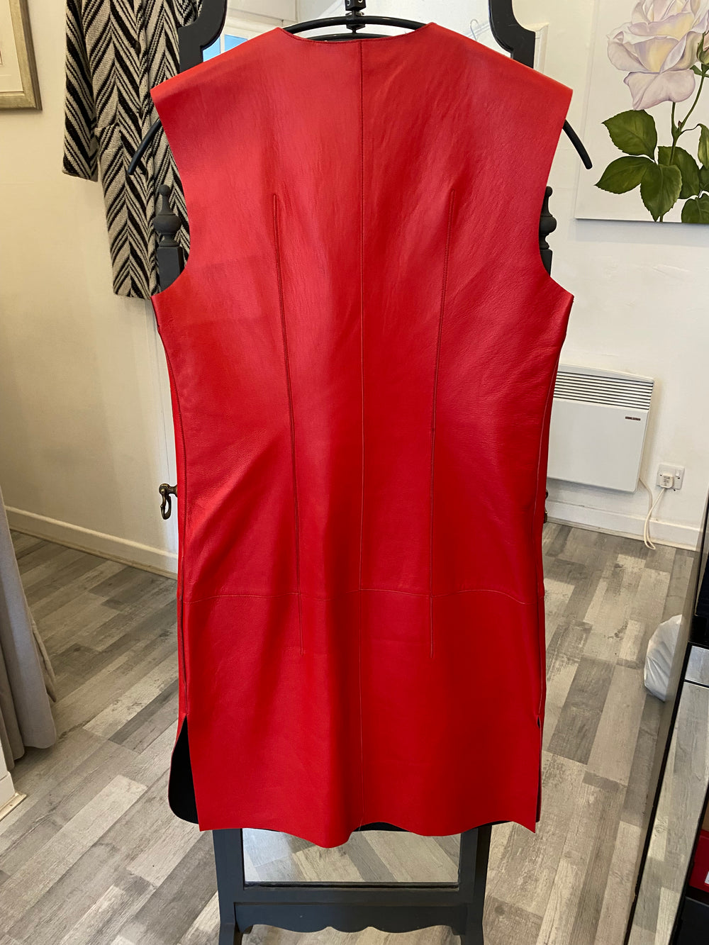 Pre Loved Marni Red Leather Dress/Gilet FR38  UK10