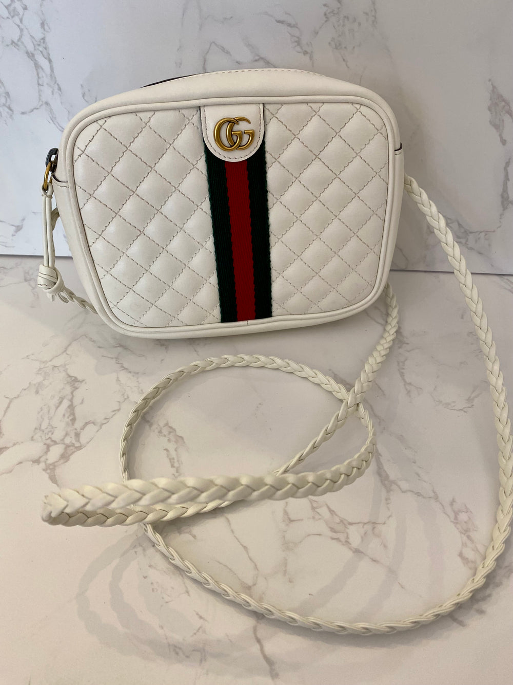 Pre Loved Gucci Trapunata White Mini GG Crossbody Bag (excellent) **reserved S**