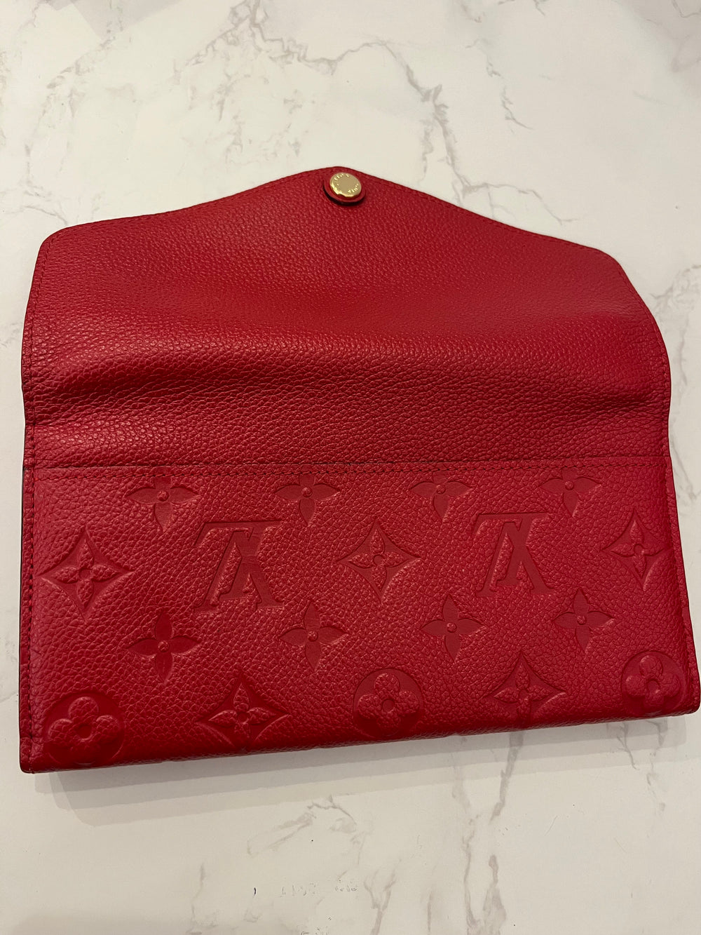 Pre Loved Louis Vuitton Sarah Purse Wallet in Red Empreinte Leather (matching handbag listed separately)
