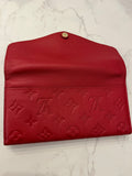 Pre Loved Louis Vuitton Sarah Purse Wallet in Red Empreinte Leather (matching handbag listed separately)