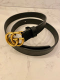 Pre Loved Gucci narrow Marmont Black & Gold Belt 75cm (fits uk-8-10) excellent