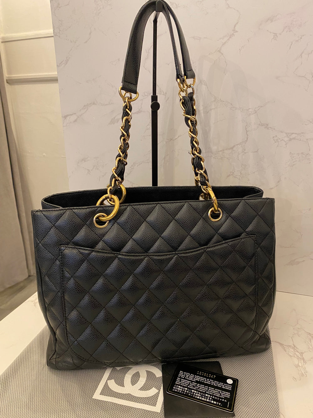 Pre Loved Chanel GST Grand Shopper Tote in Black Cavier Leather