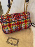 Pre Loved Gucci Marmont Flap Tweed Shoulder/Crossbody (excellent)