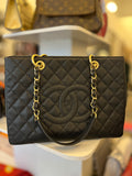 Pre Loved Chanel GST Grand Shopper Tote in Black Cavier Leather - Excellent