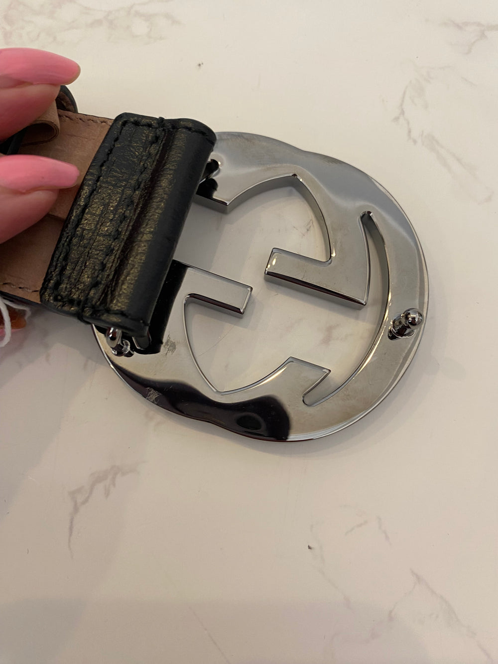 Pre Loved Gucci Black Leather with Red & Green Webstripe Belt Size 100cm