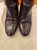 Pre Loved Hermes Purple/ Oxblood Classic Leather Knee high Boots Size uk5.5