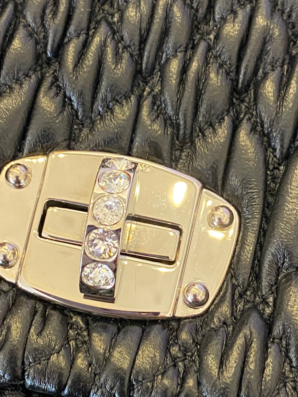 Pre Loved Miu Miu Black Crystal Matelasse Shoulder/Cross Body/Clutch Bag (new)