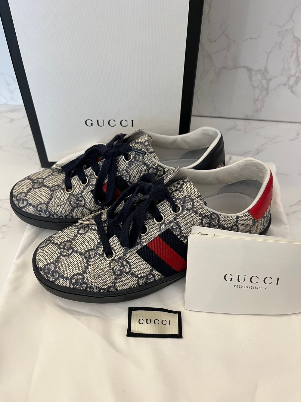 Preloved Children’s Ace GG Monogram Sneakers size 31