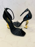 Pre Loved Yves Saint Laurent Opyum Sandals in Black Patent Size uk7