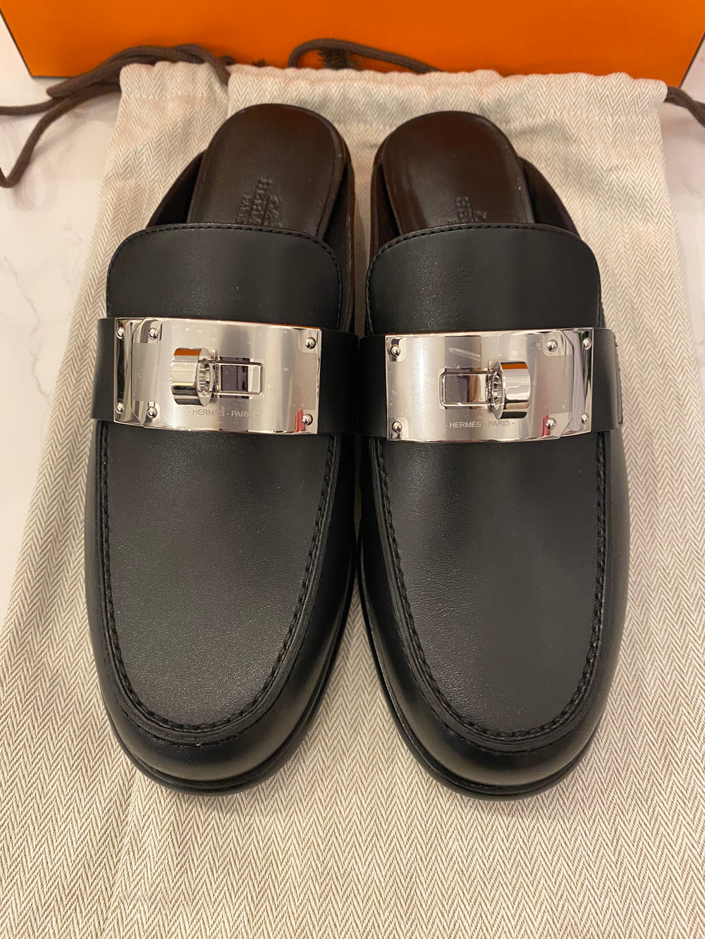 Pre Loved Hermes Lota Black Leather mule UK 5 (new)