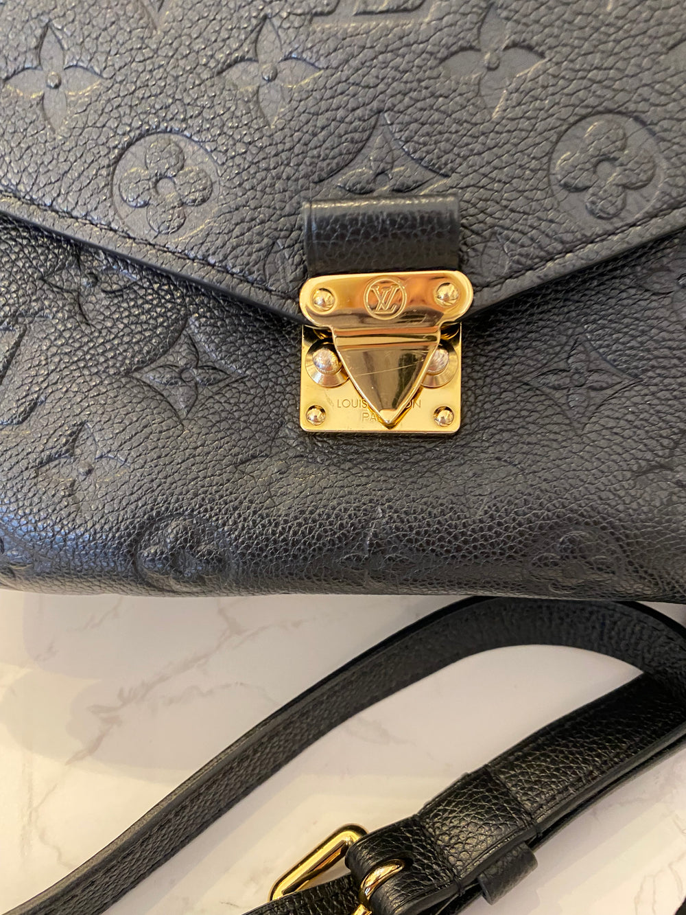Pre Loved Louis Vuitton Pochette Metis Bag in Black Empreinte Leather **RESERVED A**