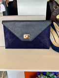 Pre Loved Jimmy Choo Rosetta Navy Envelope Clutch (excellent)