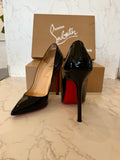 Pre Loved Christian Louboutin Pigalle 120 Black Patent Heels Size UK 3.5
