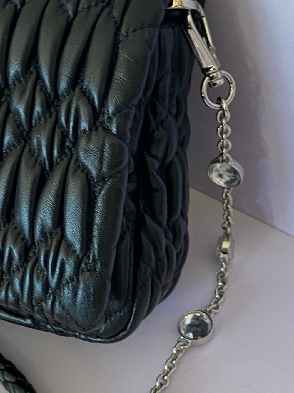 Pre Loved Miu Miu Black Crystal Matelasse Shoulder/Cross Body/Clutch Bag (new)