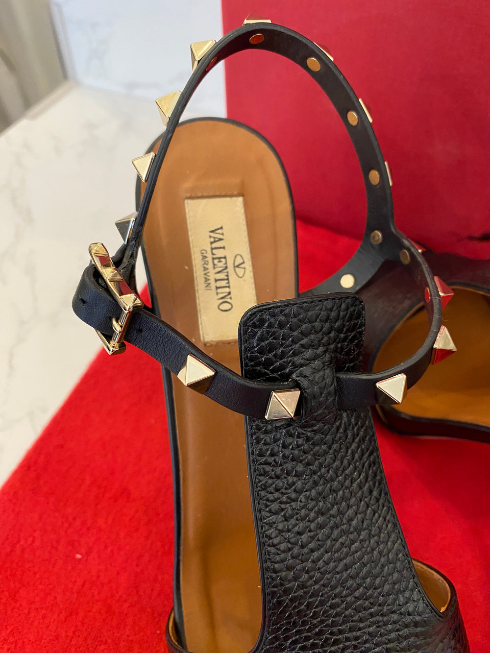 Pre Loved Valentino Garavani Rockstud Ankle Strap Sandals UK 5