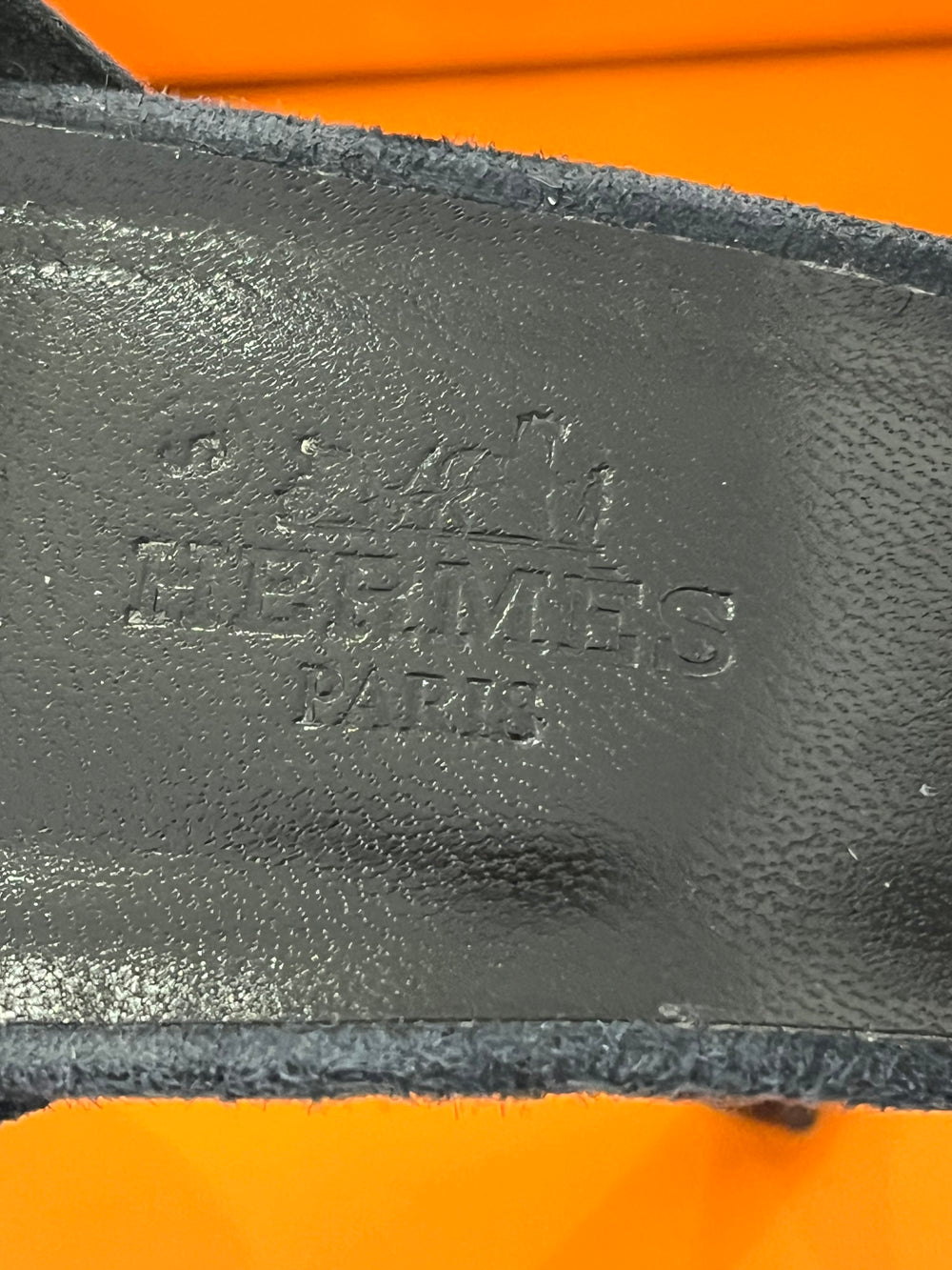 Pre Loved Hermes Premiere Sandals in Navy Glitter & Suede size 5.5 (new)