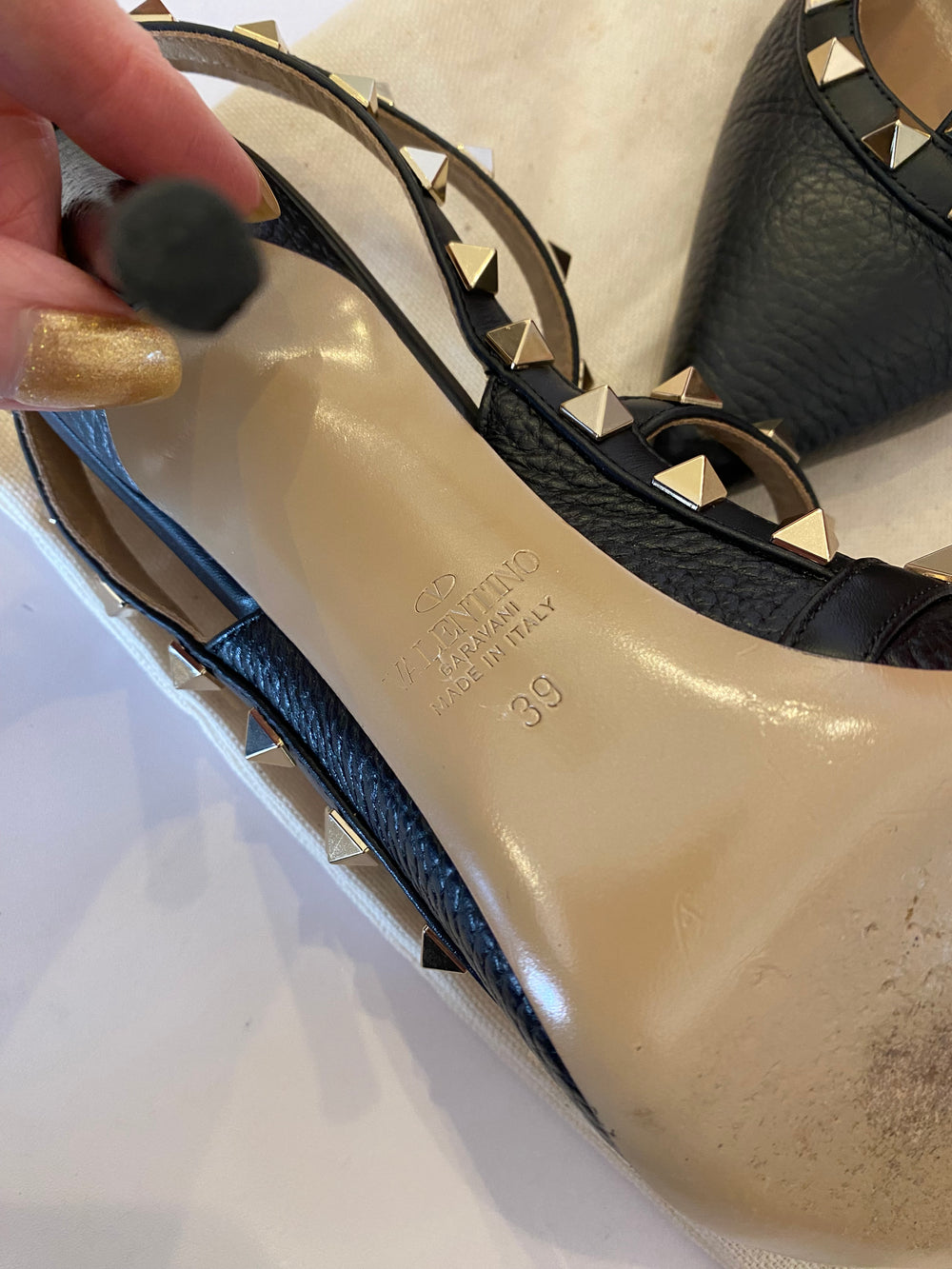 Pre loved Valentino Garavani Black Rockstud Heels uk6