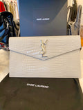 Saint Laurent Uptown Soft Cream Envelope Clutch