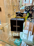 Chanel Silver Tone Pearl Earrings