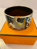 Pre Loved Hermes Palladium & Enamel Wide Bangle Leopard & Multi Design  (excellent)