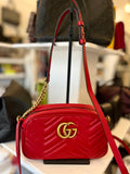 Pre Loved Gucci GG Marmont Matelasse Shoulder/Crossbody in Red (excellent)