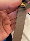 Gucci Narrow Taupe Leather GG Belt with Antique Gold Buckle - 85cm