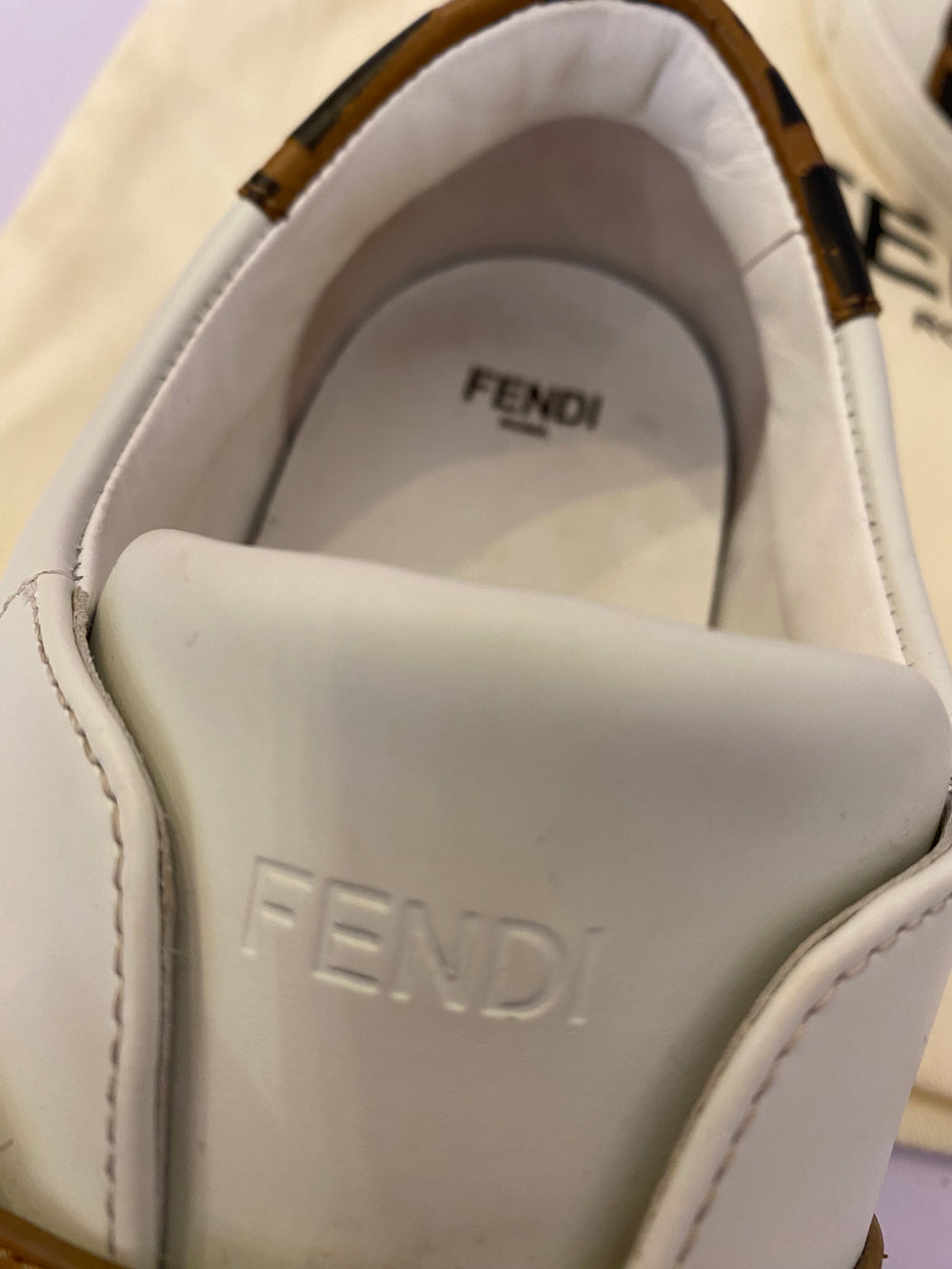 Pre Loved Fendi Pearland Leather Trainers  UK8