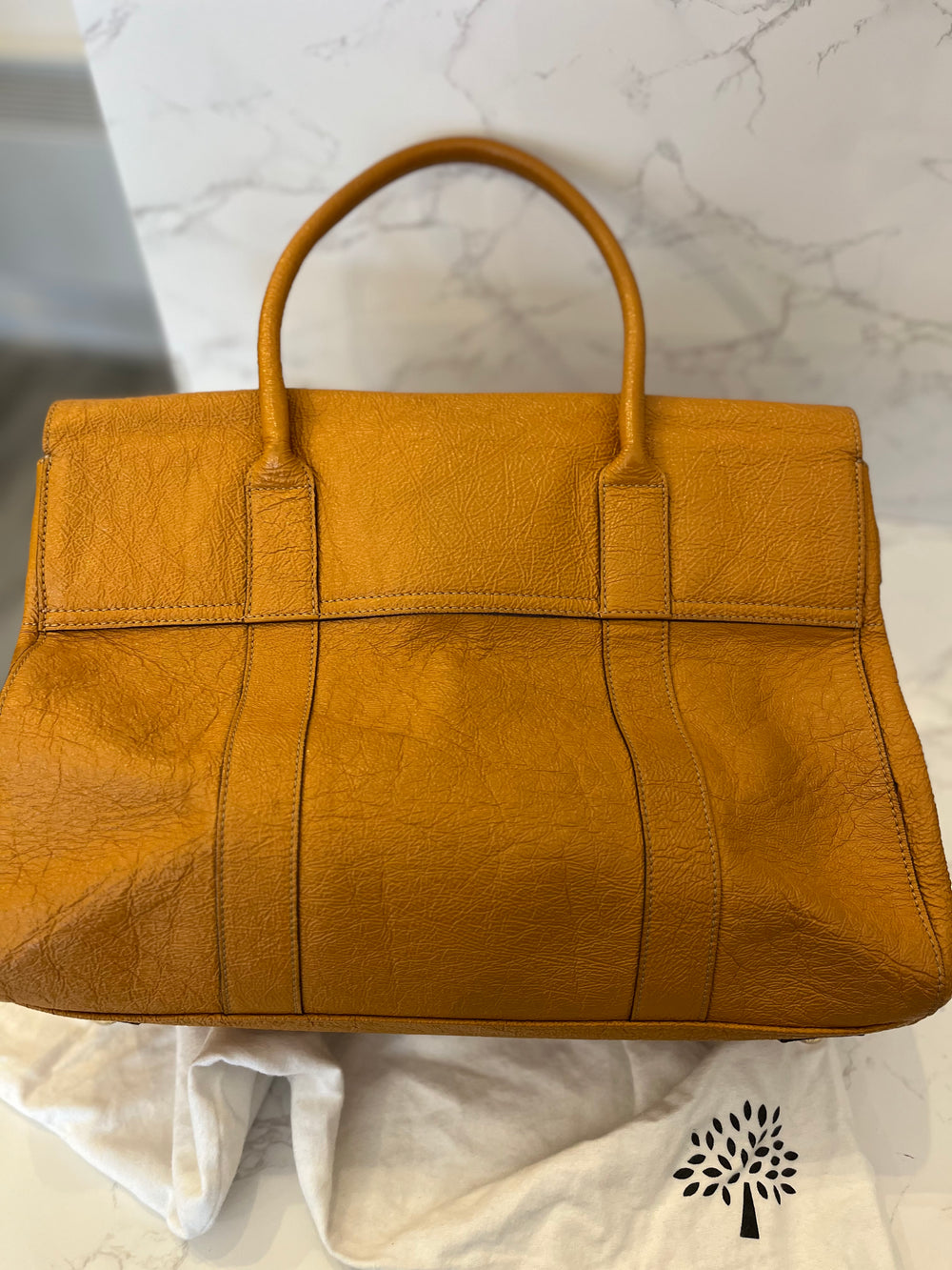 Pre Loved Mulberry Bayswater in Ochre Crackled Patent Leather