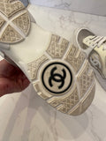 Pre Loved Chanel Off White Patent Leather Trainers UK3.5