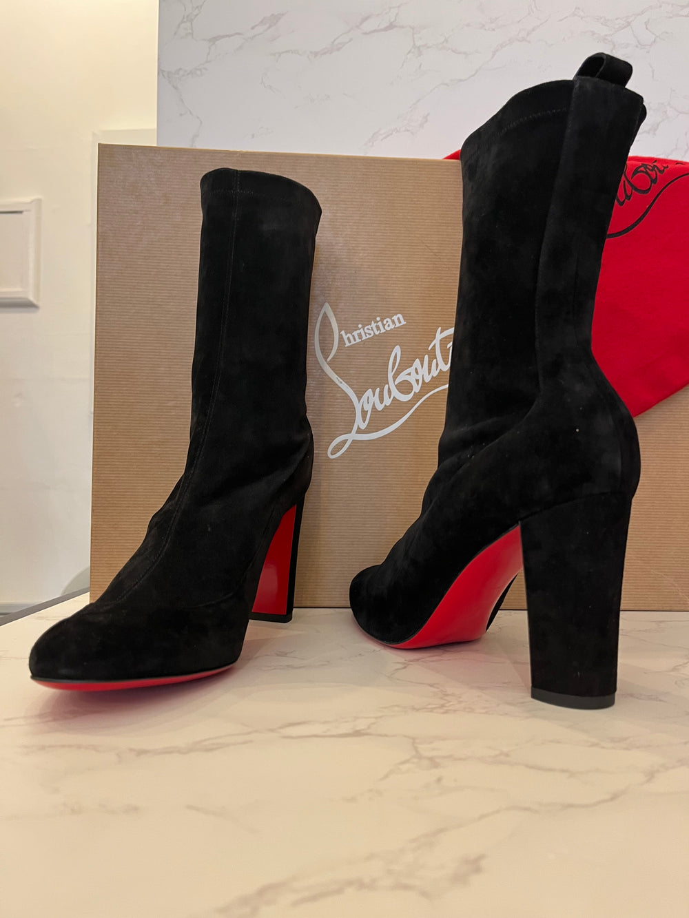 Pre Loved Christian Louboutin Gena Suede Boots uk 6 (new) **reserved**